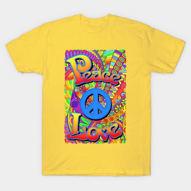 Retro Vintage Peace and Love Style Poster T-Shirt by AlondraHanley
